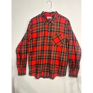 Magellan Outdoors Mens Red Plaid Flannel Shirt Classic Fit Cotton Large L